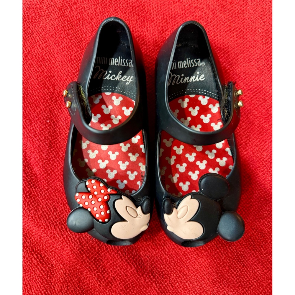 Mini Melissa Mickey Minnie Mary Jane Kids Size 7 Black Disney Jelly Shoes Play